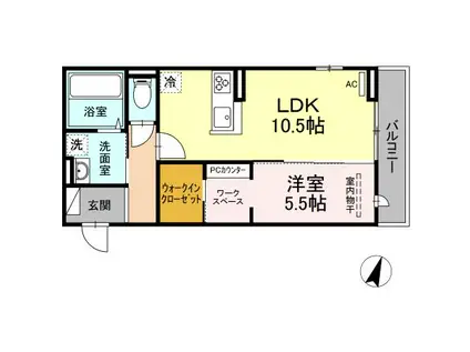 メゾン カルム(1LDK/3階)の間取り写真