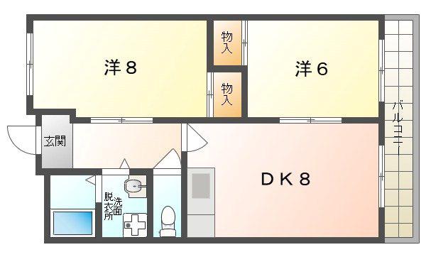 シャトー辻本Ⅱ(2DK/4階)の間取り写真