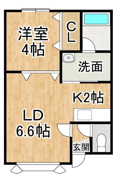エスポワール205(1LDK/1階)の間取り写真