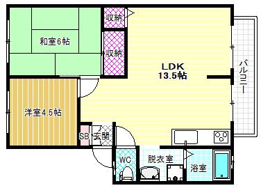 サンビレッジキタイ(2LDK/1階)の間取り写真