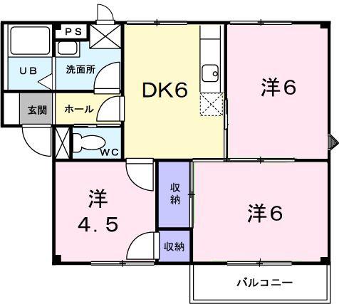 プラドール木村A(3DK/2階)の間取り写真
