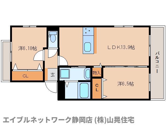 ポルトボヌール(2LDK/2階)の間取り写真
