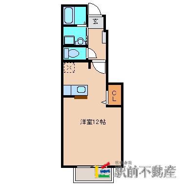 シャモニー弐番館(ワンルーム/1階)の間取り写真