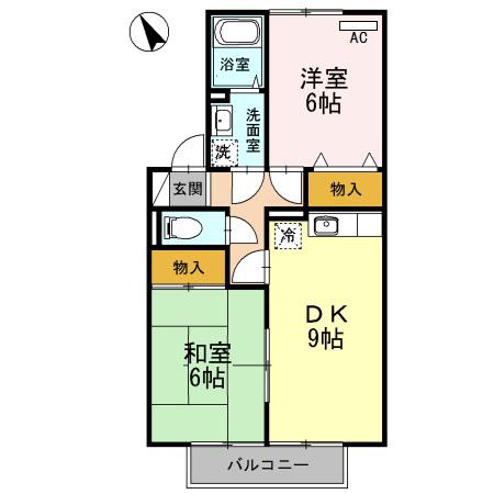 セジュールASO(2DK/1階)の間取り写真