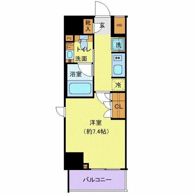 ガリシア新宿ノース(1K/3階)の間取り写真