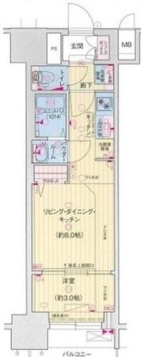 プレサンスジェネ上前津(1LDK/8階)の間取り写真