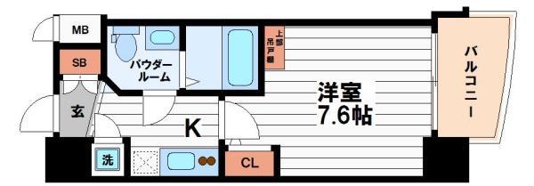 セレニテ堺筋本町リアン(1K/2階)の間取り写真