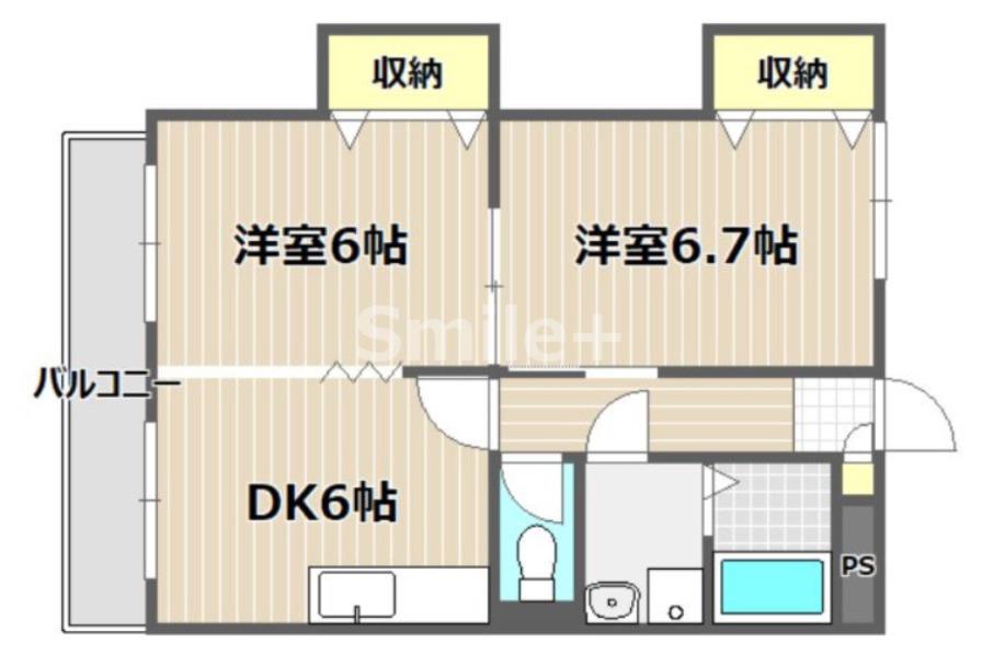 ベルカント辰巳(2DK/3階)の間取り写真