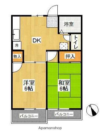 コーポジュネスA棟(2DK/2階)の間取り写真