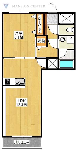 ホポロ大形本町(1LDK/2階)の間取り写真