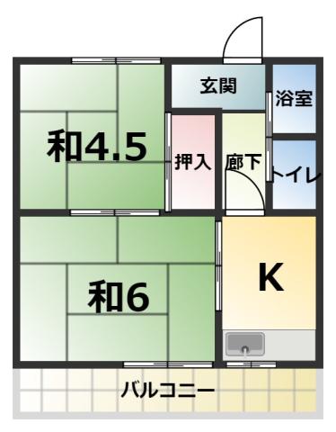 コーポ暁(2K/2階)の間取り写真