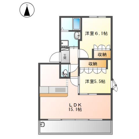 ウィステリア(2LDK/2階)の間取り写真