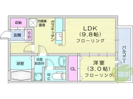 カサヴェルデ壱番館(1LDK/1階)の間取り写真