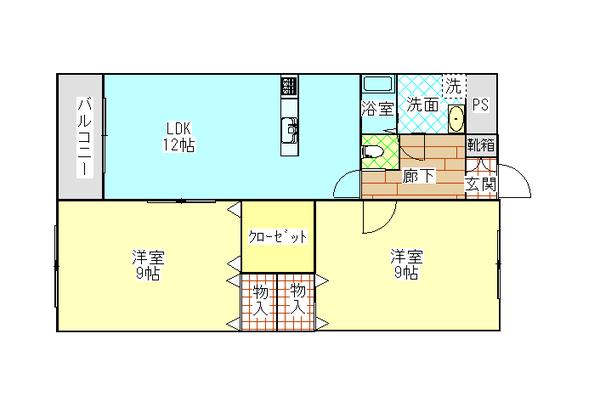 パークハウス中之庄(2LDK/1階)の間取り写真