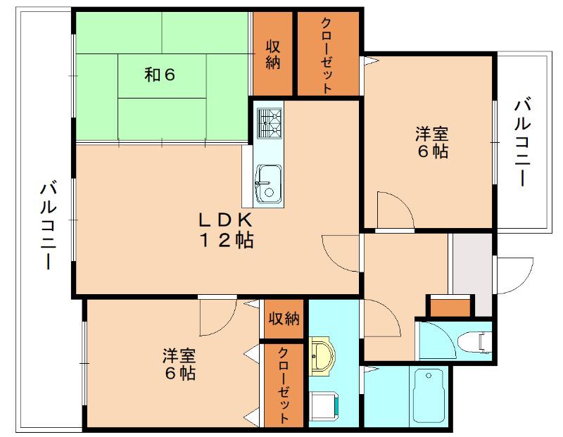 カステリア日の里(3LDK/3階)の間取り写真