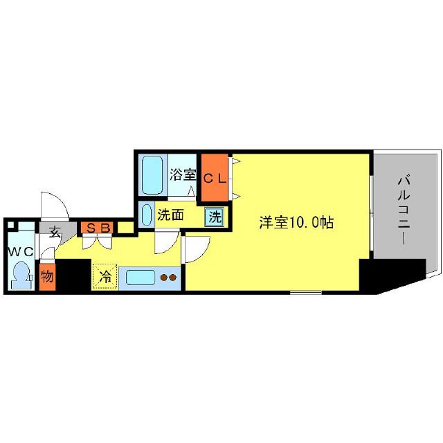 AFFLUENCE難波(1K/10階)の間取り写真