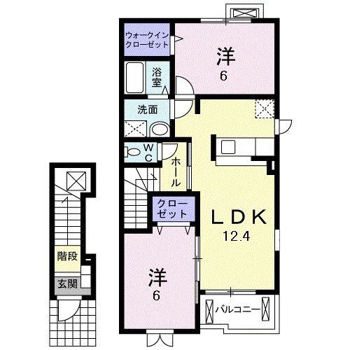 ベル・アルカンシェルA(2LDK/2階)の間取り写真