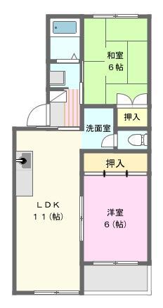 上島キャステール(2LDK/2階)の間取り写真