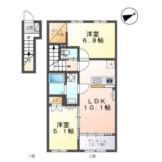 PLAINE掛尾(2LDK/2階)の間取り写真