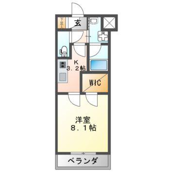 ステラウッド南恵我之荘(1K/2階)の間取り写真