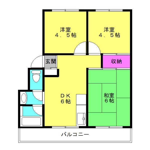 マンションリバーサイド(3DK/3階)の間取り写真