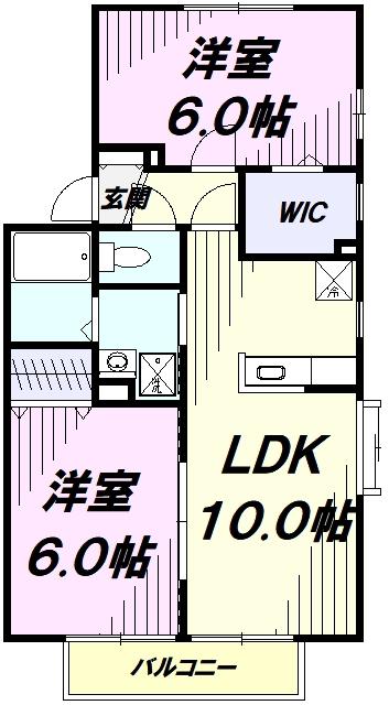 オークスコート A棟(2LDK/2階)の間取り写真