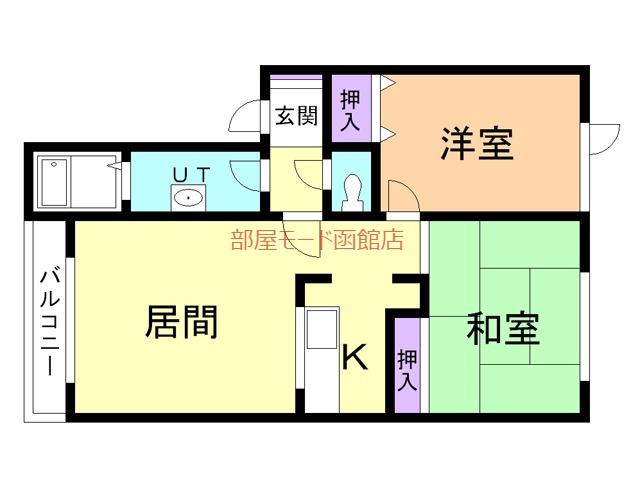 トータス西桔梗C棟(2LDK/2階)の間取り写真