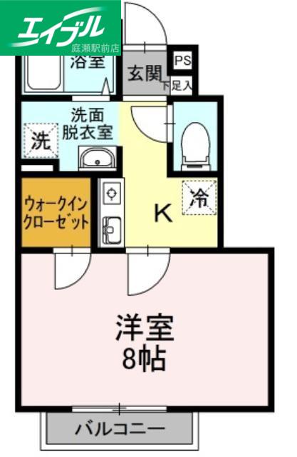 PROGRESS B棟(1K/1階)の間取り写真