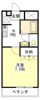 ギャルソニエール泉(1K/1階)の間取り写真