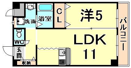 アンアーク(1LDK/3階)の間取り写真
