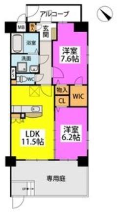 ベルカンパーニュ(2LDK/1階)の間取り写真
