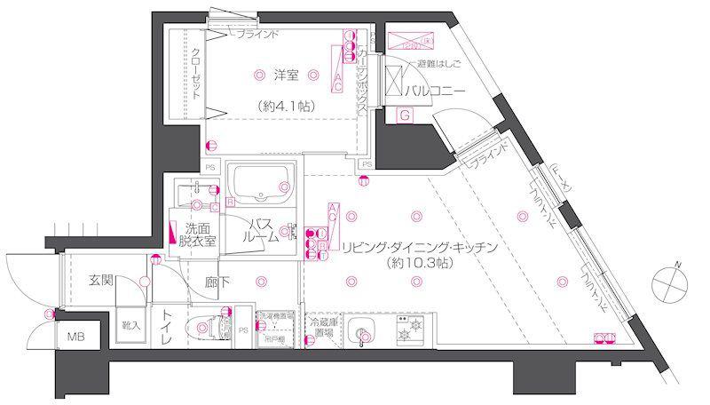 ZOOM練馬高野台(1LDK/2階)の間取り写真