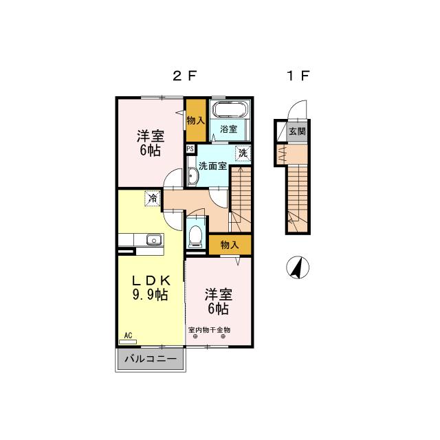 D-ROOM グランドール・サクラ(2LDK/2階)の間取り写真
