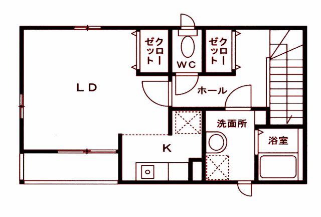 テラII(1K/2階)の間取り写真