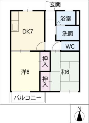 ジュネス壽A棟(2DK/1階)の間取り写真