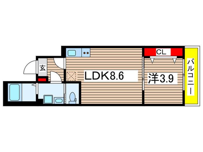 アリアラクス(1LDK/2階)の間取り写真
