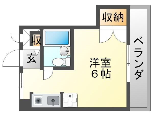 ヒルズ武庫之荘(ワンルーム/2階)の間取り写真