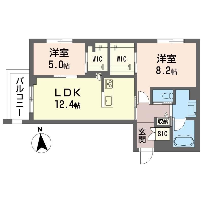 スカイ ガーデン(2LDK/2階)の間取り写真