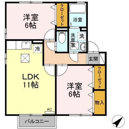 シャムロック(2LDK/1階)の間取り写真