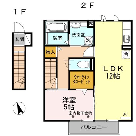 クロスFK(1LDK/2階)の間取り写真