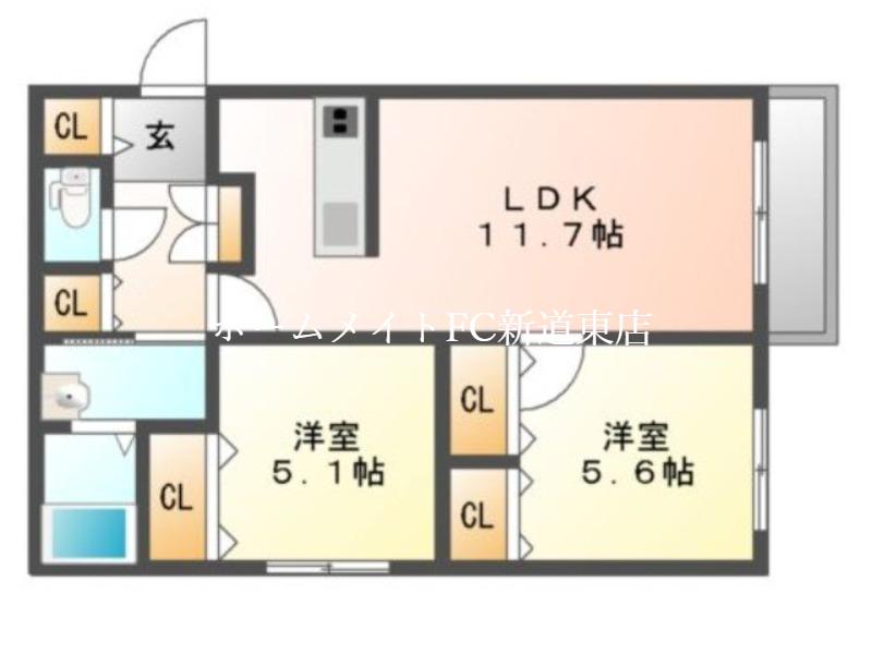 PALAZZO N11(2LDK/3階)の間取り写真