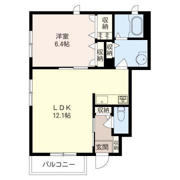 チェリー武蔵野(1LDK/1階)の間取り写真