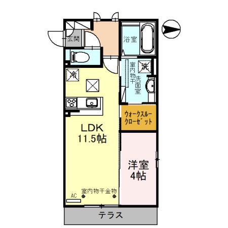 ESPOIR2(1LDK/1階)の間取り写真