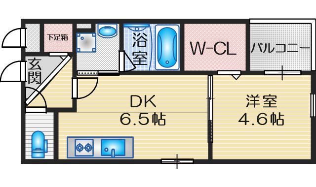 KTIレジデンス三国IV(1DK/3階)の間取り写真