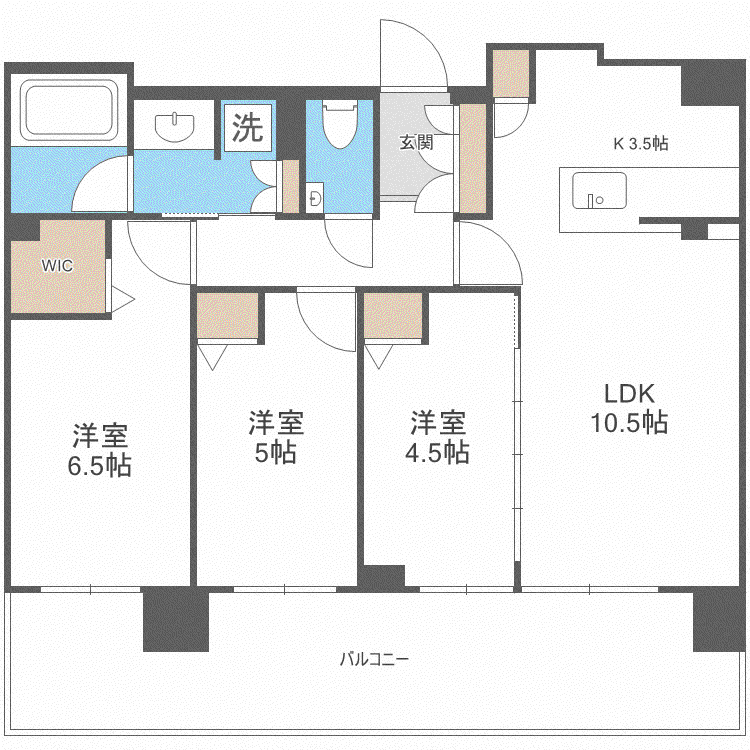 ライオンズ南平岸ディアレジェンド(3LDK/4階)の間取り写真