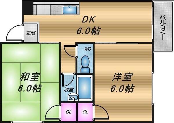 セントラル野里(2DK/4階)の間取り写真