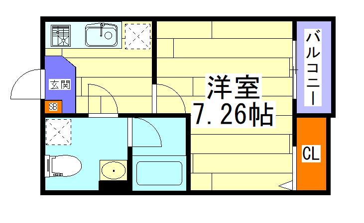 TS-001(1K/3階)の間取り写真