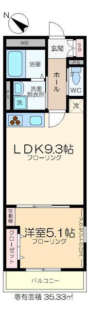 LA MAREA(1LDK/1階)の間取り写真