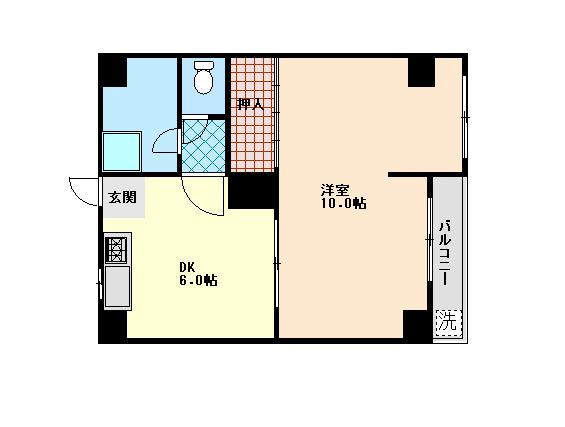 クリーンハイツ大原(1DK/3階)の間取り写真