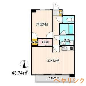 グリーンヒル岡弥(1LDK/3階)の間取り写真